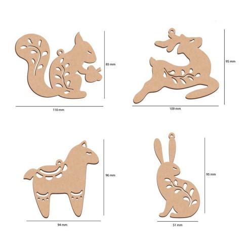 Набір ялинкових прикрас "Казкові звірятка етно" FDZ-532, 10 шт