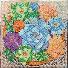 Алмазна мозаїка "Квіти" DM5004 з мольбертом 15х15 см