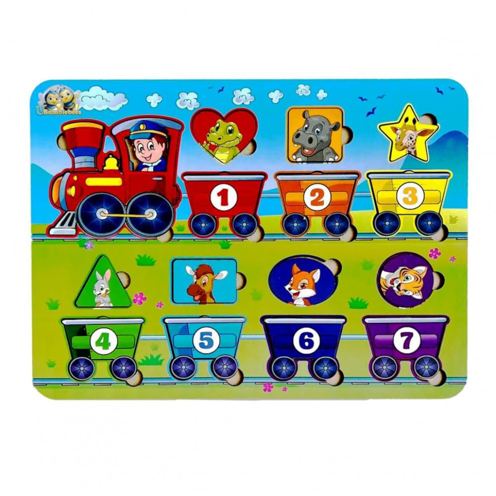 Дерев'яний пазл-вкладиш "Геометричні фігури" Ubumblebees (ПСД048) PSD048 сортер-паровоз