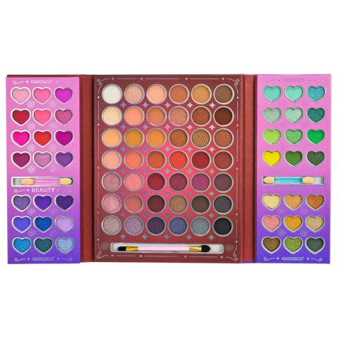 Дитяча палетка тіней для повік IG3078, 84 кольори, пензлик, аплікатори