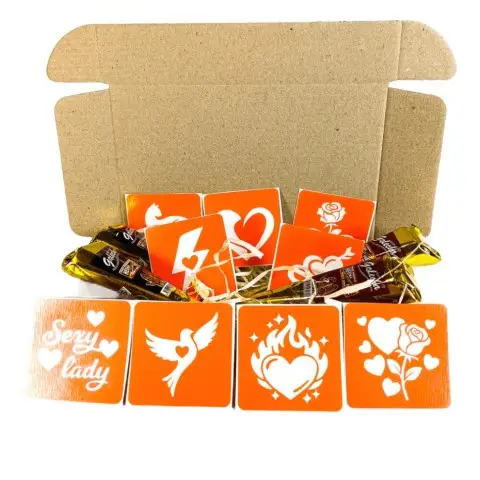 Набір хни з трафаретами для біо-тату №9 henna-set-09, 9 трафаретів