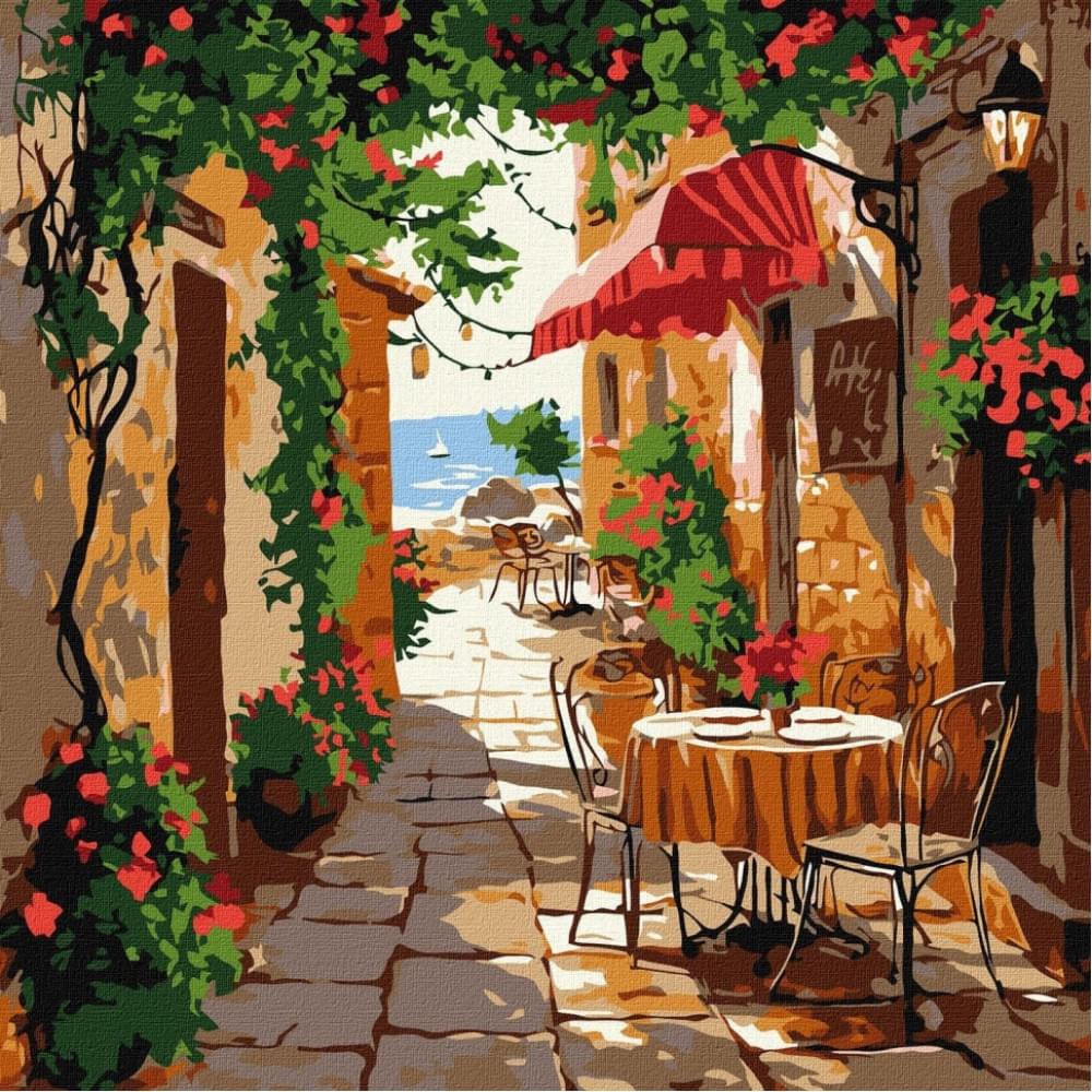 Картина за номерами "Кав'ярня з вінтажними меблями" ©art_selena_ua KHO6381, 30х30 см