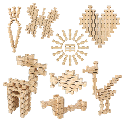 Дерев'яний конструктор "Фантазія" Igroteco 900057, 60 деталей