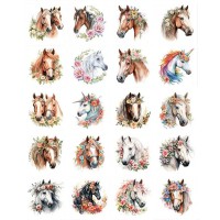 Набір тимчасових татуювань "Коні" Horses-20-01 розмір 6х6 см