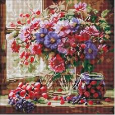 Алмазна мозаїка "Букет і фрукти" ©art_selena_ua AMO8314, 40х40 см