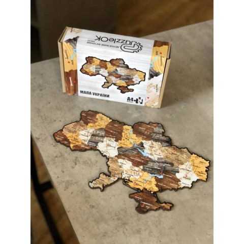Фігурний дерев'яний пазл A3 "Карта України" PuzA3-01210, 122 елемента