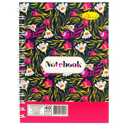 Блокнот для записів АП-1711 А6, 40 аркушів, пружина збоку