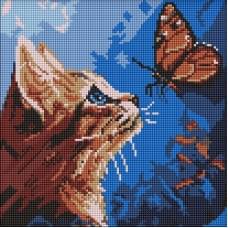 Алмазна мозаїка "Котик та метелик" ©art_selena_ua AMO20076, 30х30 см