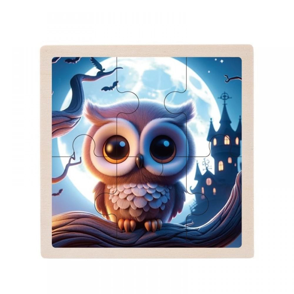 Дитячий дерев'яний пазл-вкладиш "Сова" MD 1509-10, 6 елементів 9,8 х 9,8 х 0,4 см