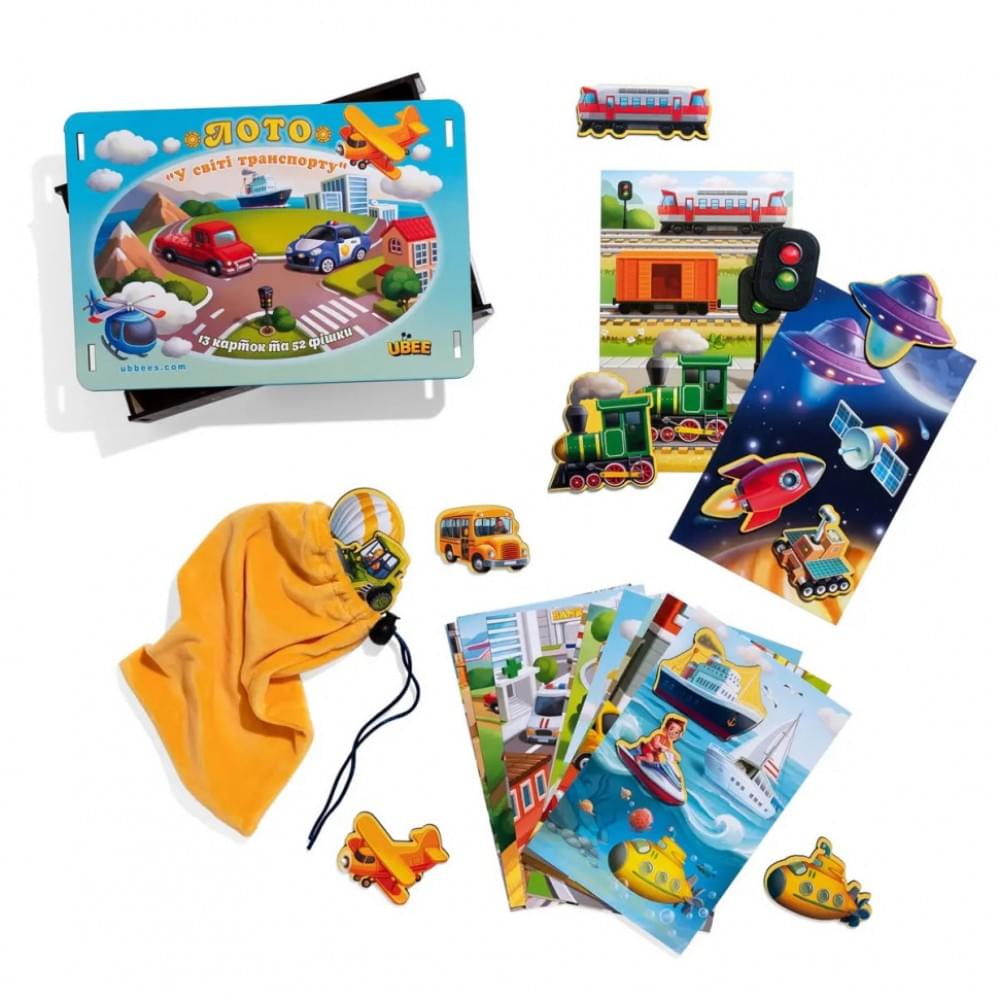 Настільна розвиваюча гра "Лото: транспорт" Ubumblebees (ПСФ082) PSF082, 52 фігурні фішки