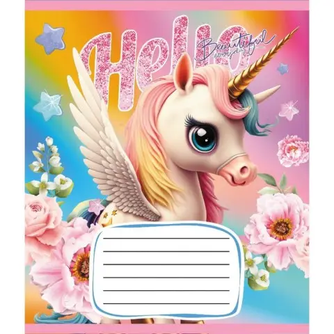 Зошит учнівський "Єдинороги" 012-510065C-5 в косу лінію, 12 аркушів