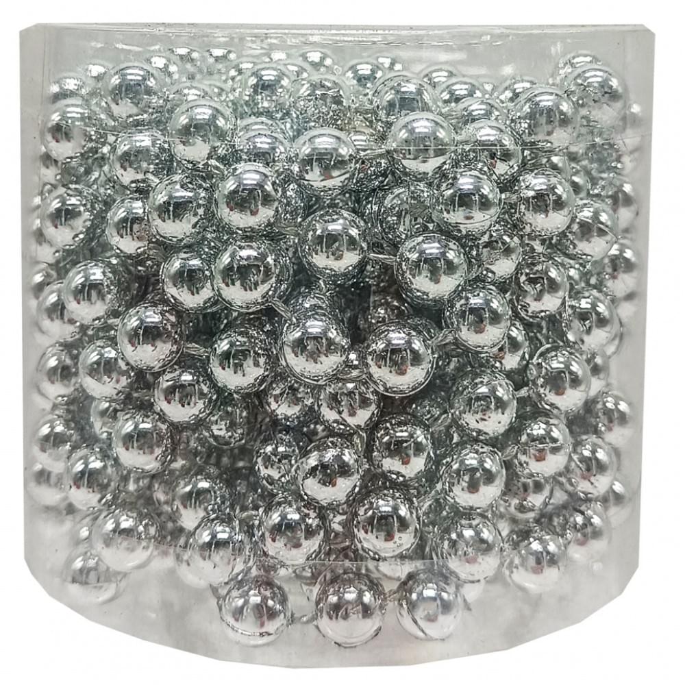 Декоративне намисто на ялинку 8070-8-5м(Gold) 8 мм, 5 метрів Срібний