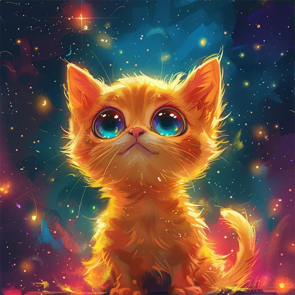 Алмазна мозаїка "Cиньооке кошеня" BH009 неповна викладка 25х25 см