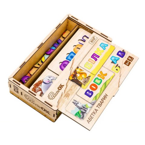 Розвиваюча дерев'яна іграшка-пазл Абетка тварин Puz-91768