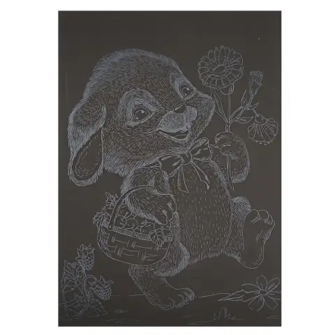 Гравюра А5 "Зайчик на прогулянці" ГрА5с-23 економ-варіант у пакеті 21 х 14,8 см