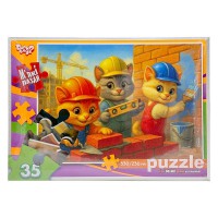 Дитячі м'які пазли "Котики будівельники" S35-11-08, 35 елементів