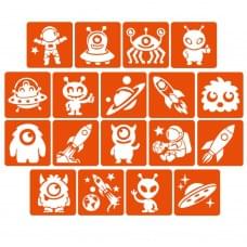 Набір трафаретів для біо-тату "Монстри та ракети #2" monsters-and-rockets-2-5x5-18