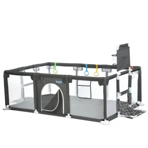 Дитячий манеж MR 1338-G, сірий, з баскетбольним кільцем