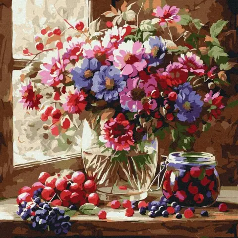 Картина за номерами "Букет і фрукти" ©art_selena_ua KHO5728, 40х40 см