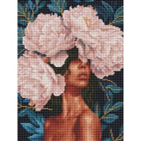 Алмазна мозаїка "Дівчина в півоніях" RDBS7031, 30х40 см