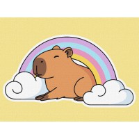 Картина за номерами "Капібара і веселка" ©art_selena_ua KHO6747, 30х40 см