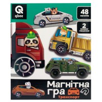 Дитяча магнітна гра "Транспорт" QB600-002, 48 магнітів, 2 основи-машинки