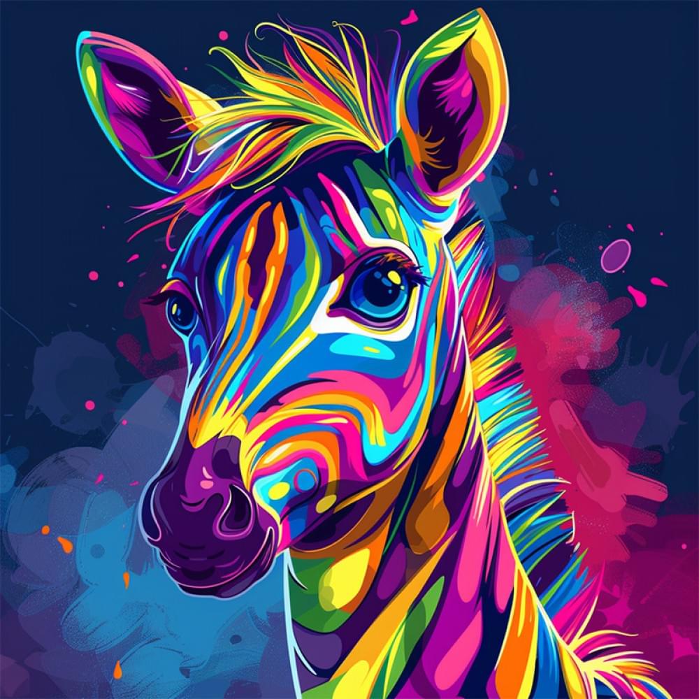 Алмазна мозаїка "Яскрава зебра" BH032 неповна викладка 25х25 см