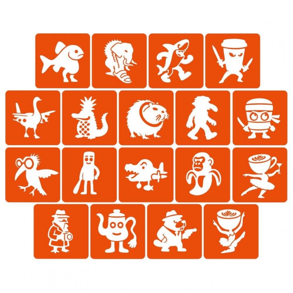 Набір трафаретів для біотату "Італійський брейнрот №2" Italian-brainrot_5x5_18_2