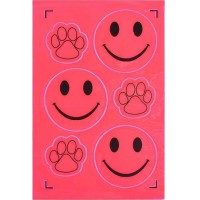 Наклейка світловідбивна "Смайл лапа" 132-CIT 6 штуки рожеві