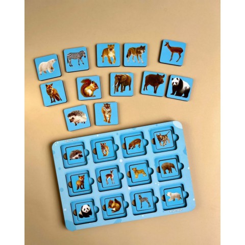 Дерев'яний пазл-сортер "Мама та малюк" Ubumblebees (ПСФ087) PSF087 дикі тварини