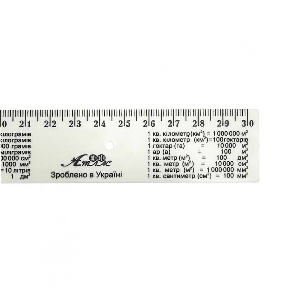 Лінійка з табличкою множення AS-0612, К-9052 білий, пластикова, 30 см