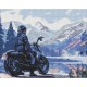 Алмазна мозаїка "Мотоцикліст у горах" Ідейка AMO8037, 40х50 см