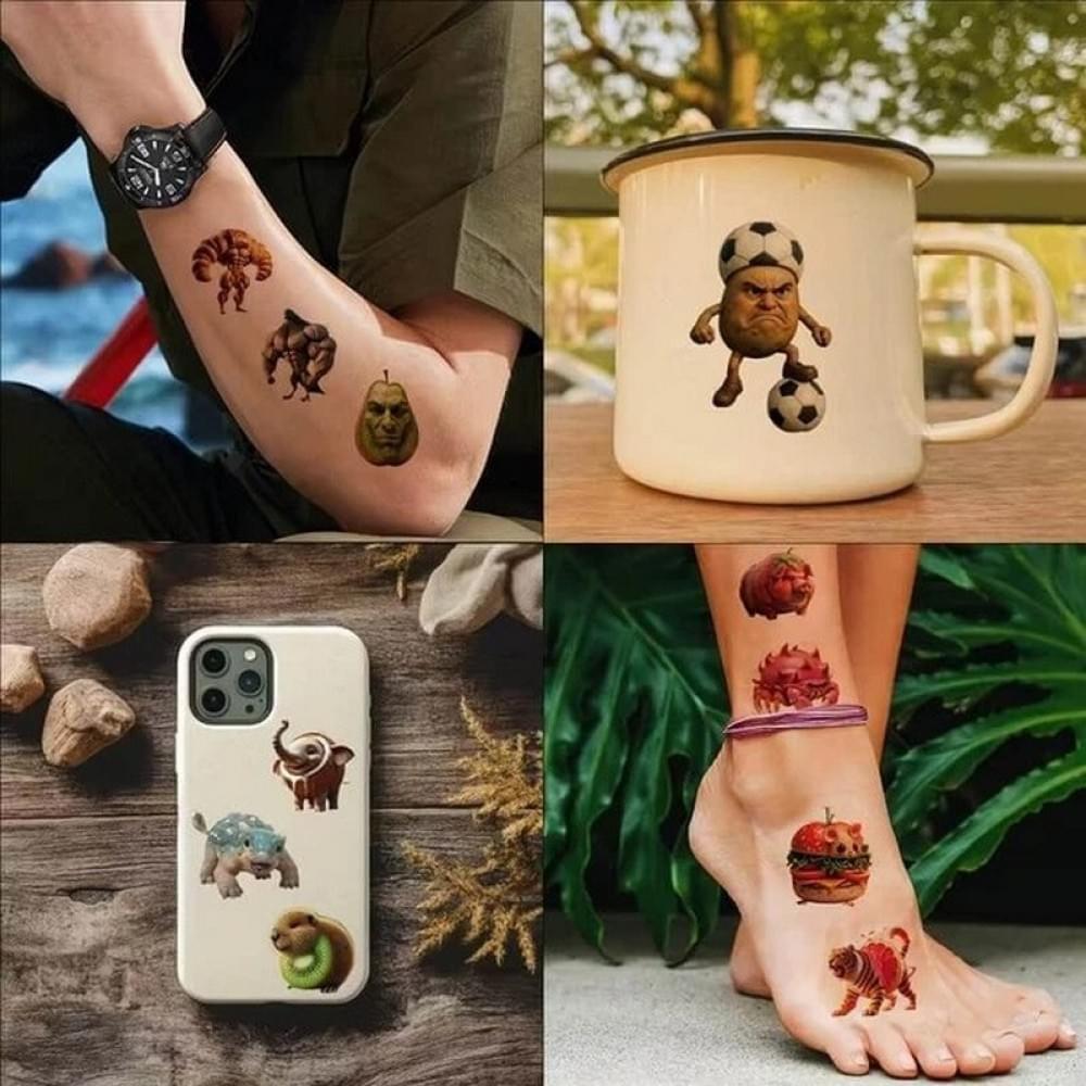 Дитячі тимчасові тату "Італійський брейнрот" Italian-brainrot-tattoo-1, 12х7 см