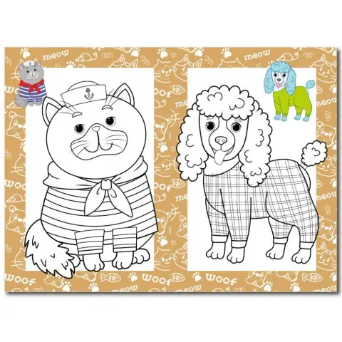 Книжка розмальовка "Кошенята і цуценята" РМ-48-32 с цветными подсказками