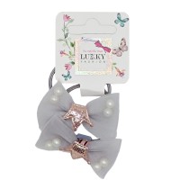 Дитяча резинка для волосся "Корона" T18533(ніжно-сірий)