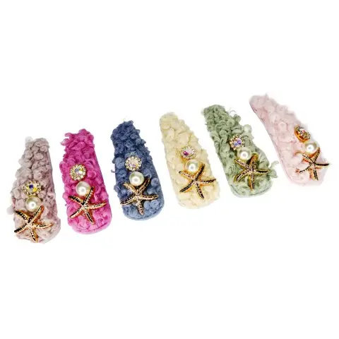 Затискач-хлопушка для волосся "Хутро із зіркою" 1200-194, 6 штук