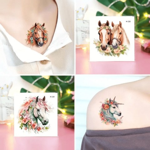 Набір тимчасових татуювань "Коні" Horses-20-01 розмір 6х6 см