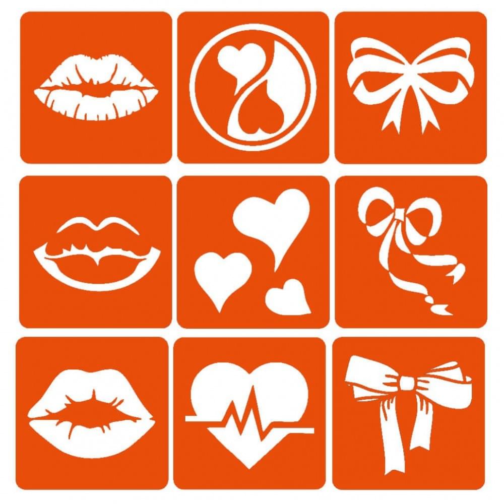 Набір хни з трафаретами для біо-тату №10 henna-set-10, 9 трафаретів