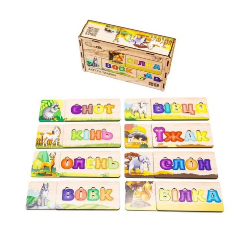 Розвиваюча дерев'яна іграшка-пазл Абетка тварин Puz-91768