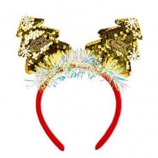 Дитячий новорічний обідок "Ялинка" 2503-SP(Gold) з паєтками