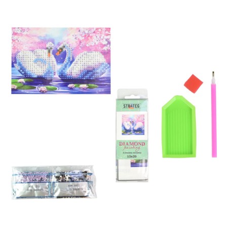 Алмазна мозаїка без підрамника "Кохання як у лебедів" YAB28575, 10х15 см