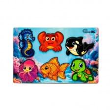 Дерев'яний пазл-вкладиш "Розумний світ: Морські друзі" Puz-88748 А5, 18 елементів