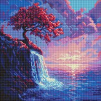 Алмазна мозаїка "Сакура в потоці" ©art_selena_ua AMO8210, 40х40 см