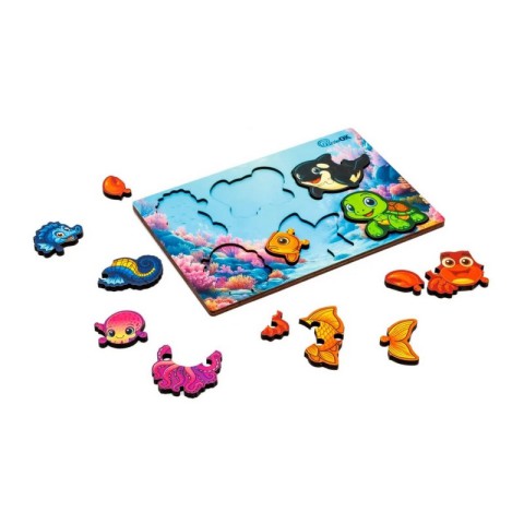 Дерев'яний пазл-вкладиш "Розумний світ: Морські друзі" Puz-88748 А5, 18 елементів