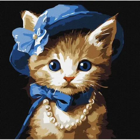 Картина за номерами "Котик в капелюсі" ©art_selena_ua KHO6739, 30х30 см