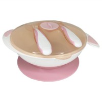 Тарілка на присосці з ложкою та виделкою MGZ-0109(Peach) 350 мл