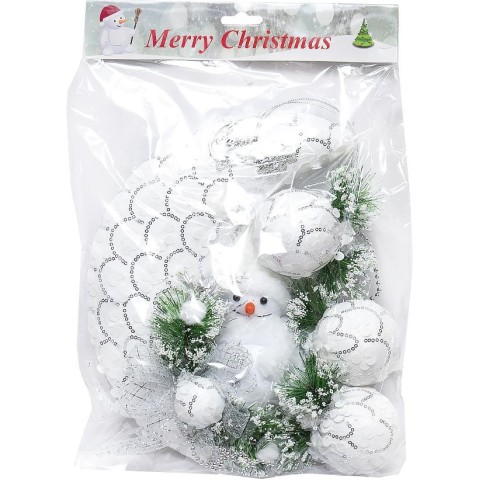 Новорічна прикраса "Сніговик з прикрасою" 116327, 25 x 32 см