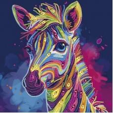 Алмазна мозаїка "Яскрава зебра" BH032 неповна викладка 25х25 см