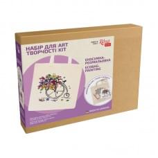 Набір екосумка-розмальовка "Квітковий велосипед" N0003606 бавовна 220 г/м2, 38х42 см