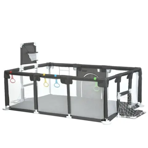 Дитячий манеж MR 1338-G, сірий, з баскетбольним кільцем